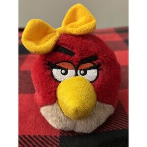 Angry Birds Red Girl Bird Plush with Yellow Bow 6" No Sound Commonwealth Rovio